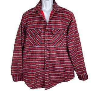 Vintage JC Penny Red Plaid Flannel Shacket L Tall Mens Quilted Lining Jacket